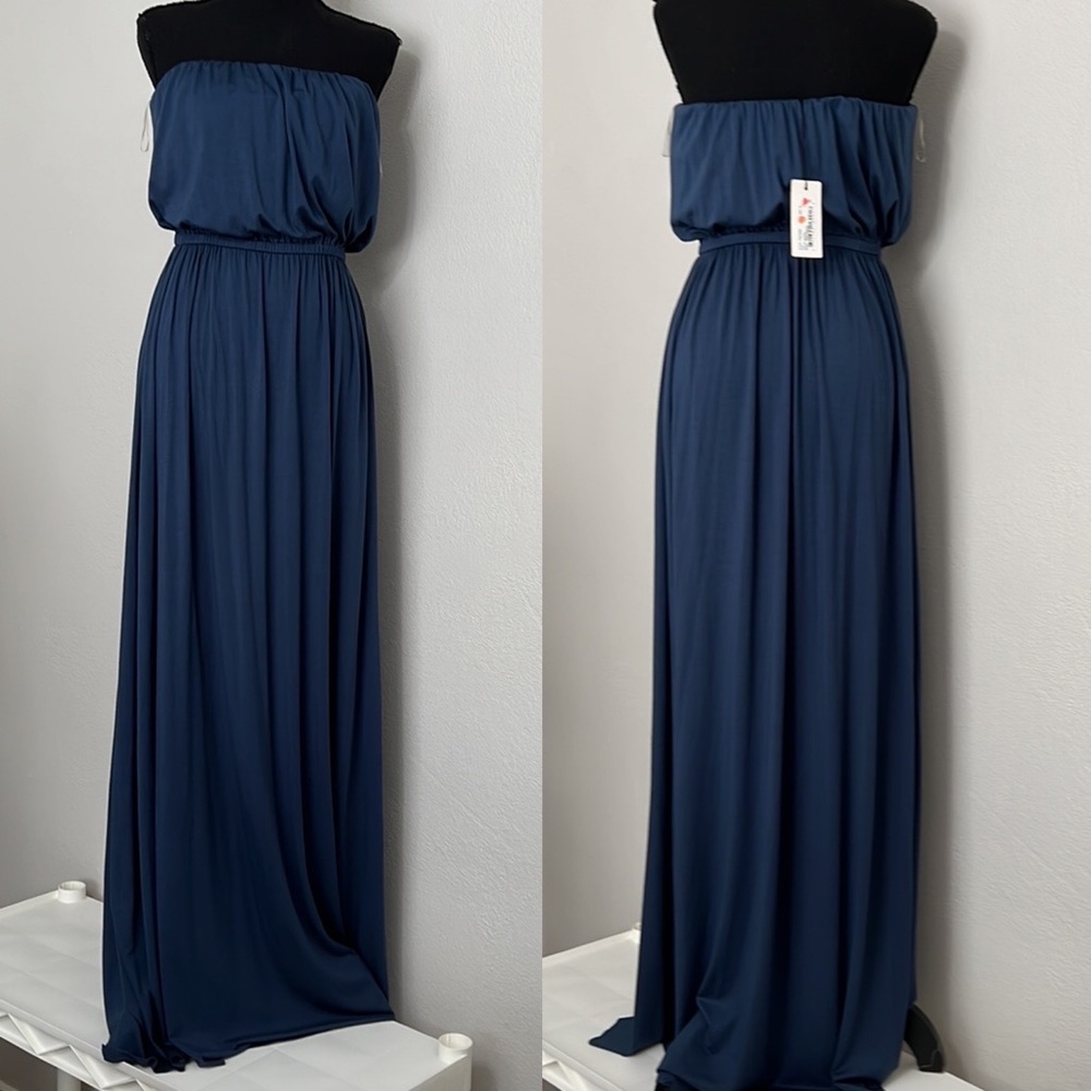 NWT Rachel Pally Tery Strapless Maxi Dress Astral Blue Size S
